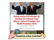 [HOAKS atau FAKTA]: Ketua Harian PSI Usulkan Duet Gibran-Jokowi di Pilpres 2029
