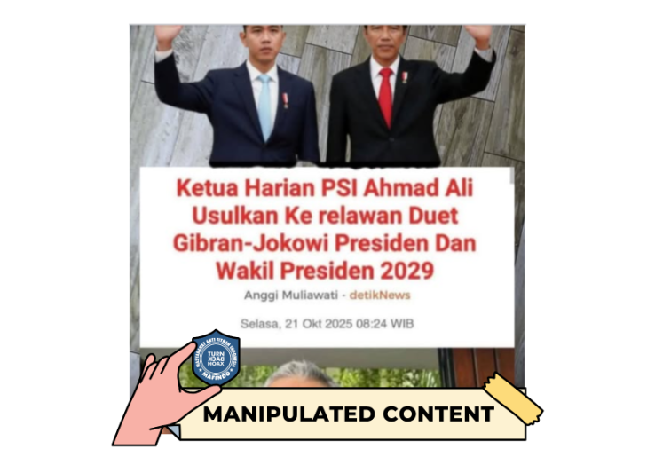 [HOAKS atau FAKTA]: Ketua Harian PSI Usulkan Duet Gibran-Jokowi di Pilpres 2029