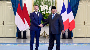 Momen Presiden Prabowo Terima Kunjungan Kenegaraan Presiden Emmanuel Macron di Istana Merdeka Jakarta