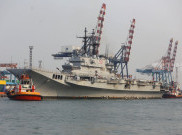 Kapal Induk ITS Giuseppe Garibaldi-551 tiba di Pelabuhan Tanjung Priok Jakarta