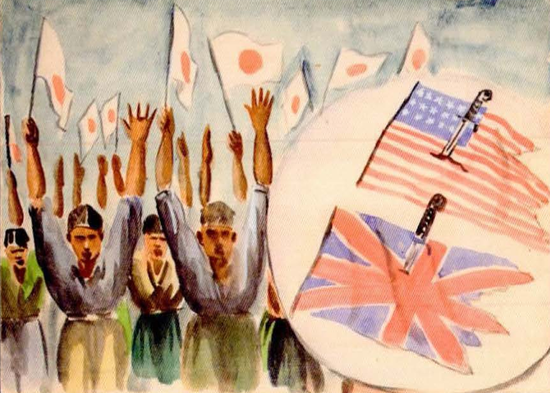 Lukisan propaganda tentara Jepang anti Amerika dan lnggris