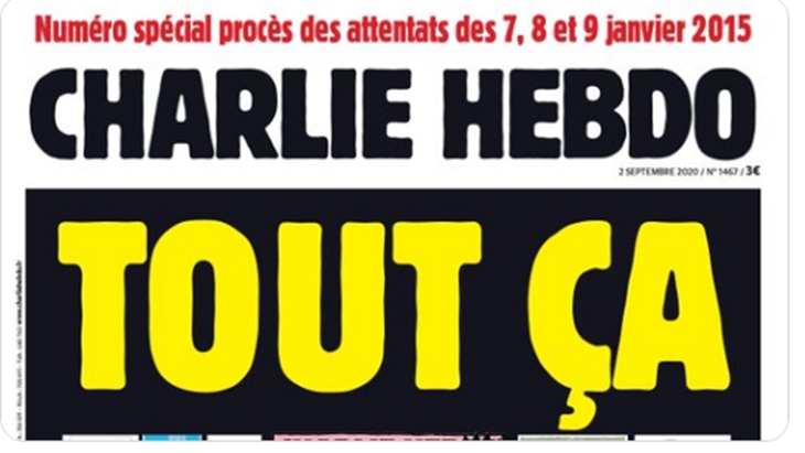 Tangkapan layar halama depan majalah Charlie Hebdo. (Foto: MP/Twitter)