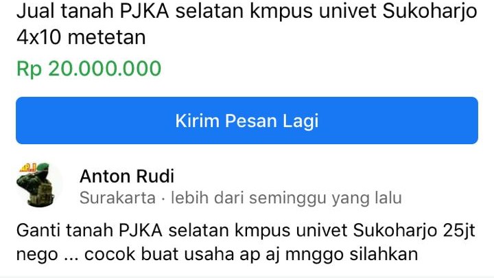 Sejumlah Tanah Milik KAI Daop 6 di Sukoharjo Dijual Ratusan Juta Lewat Medsos