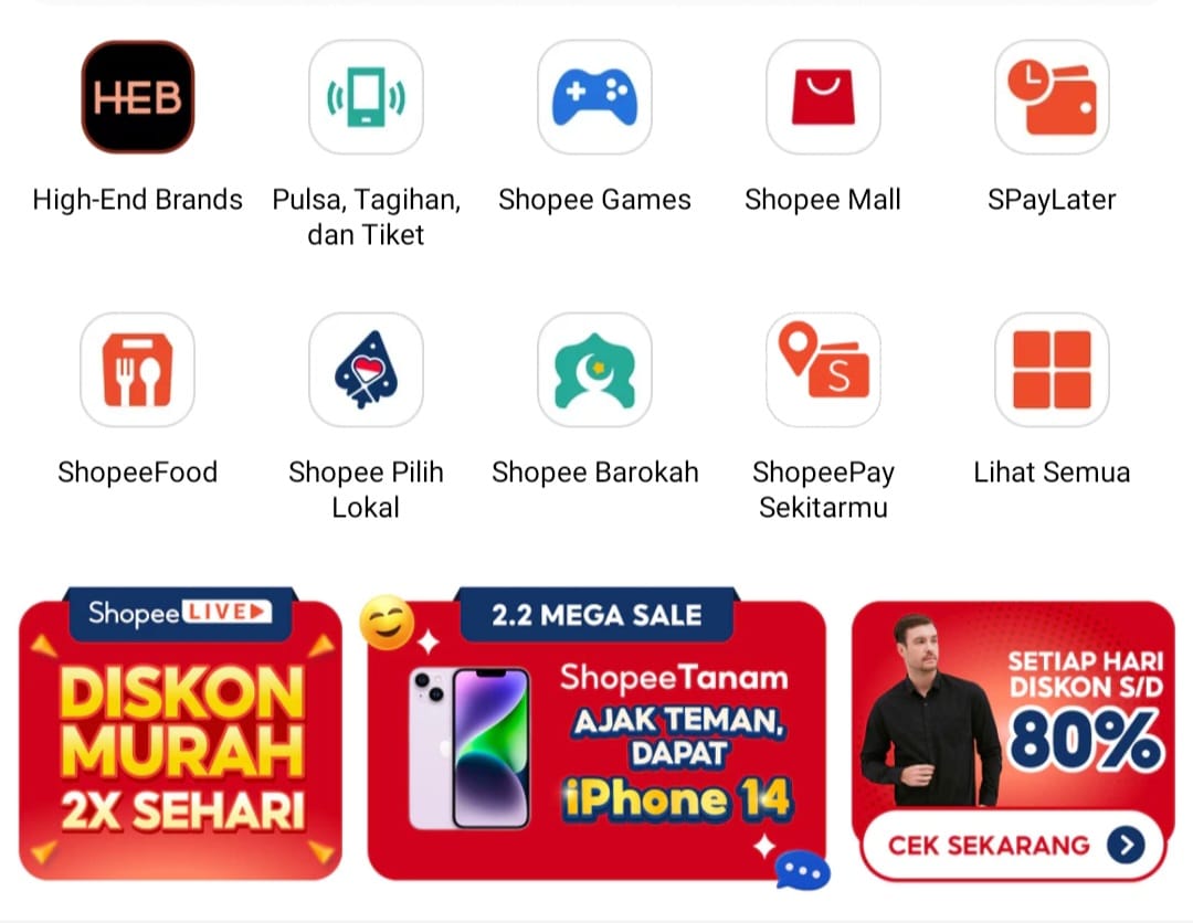 Pengguna Shopee bisa mengetahui produk HEB lewat aplikasi