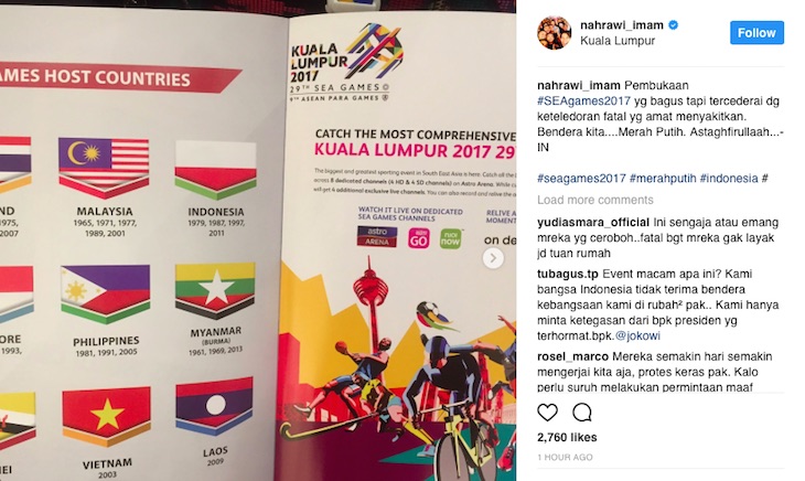Parah, Bendera Indonesia Tercetak Terbalik di Buku Panduan SEA Games 2017