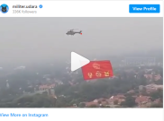 [Hoaks atau Fakta]: Helikopter Terbang di Langit Jakarta Kibarkan Bendera China