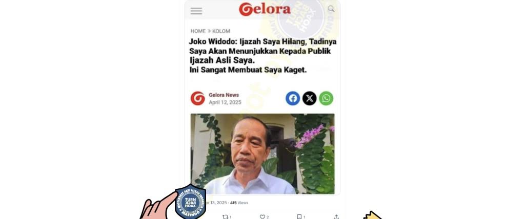 [HOAKS atau FAKTA]: Jokowi Kehilangan Ijazah Aslinya