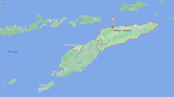 Peta Timor Leste yang berbatasan langsung dengan Indonesia (NTT). (Foto: MP/Google Maps)