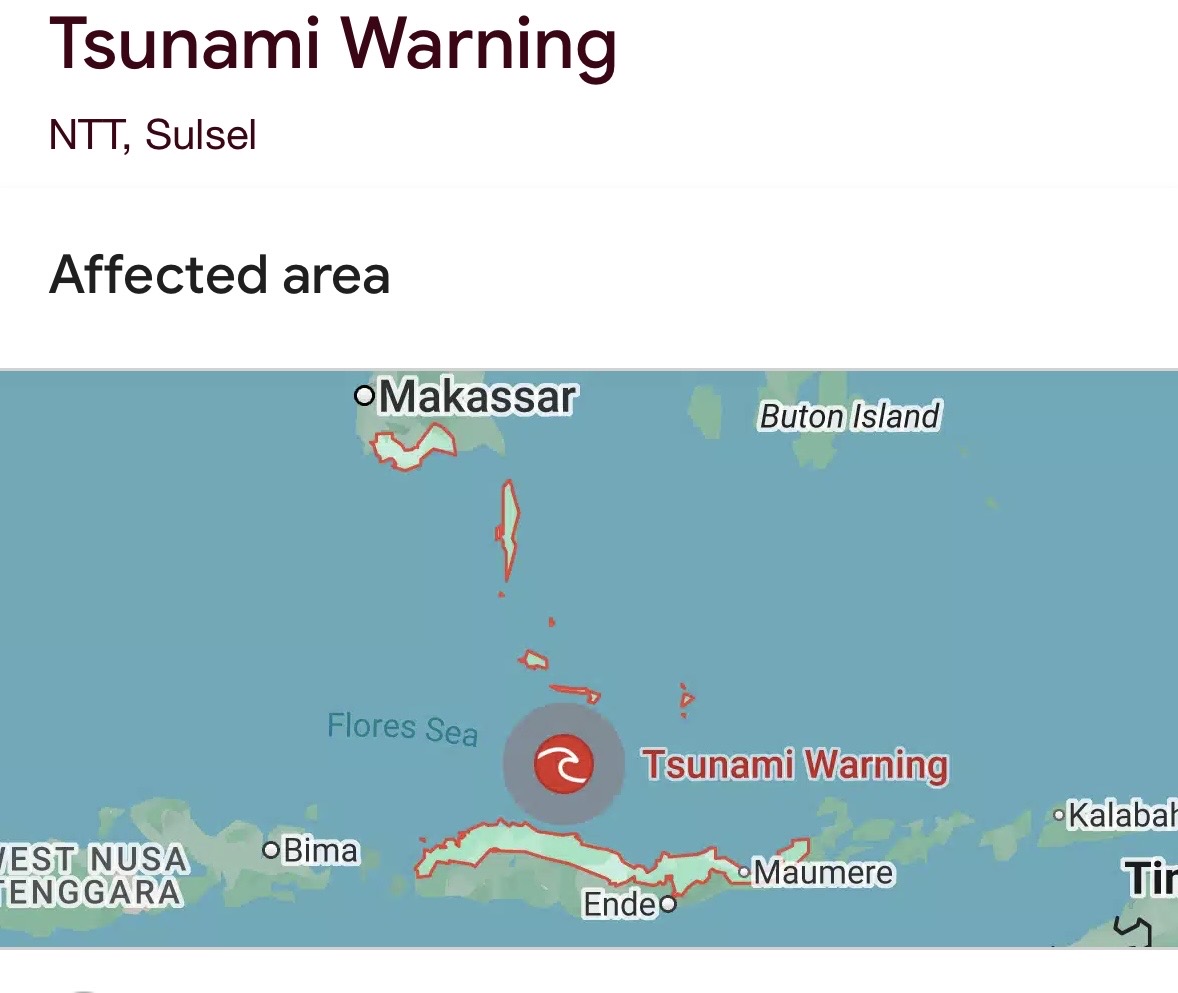 Tsunami ‘Kecil’ Terjadi di Sejumlah Wilayah Menyusul Gempa M 7,7 NTT