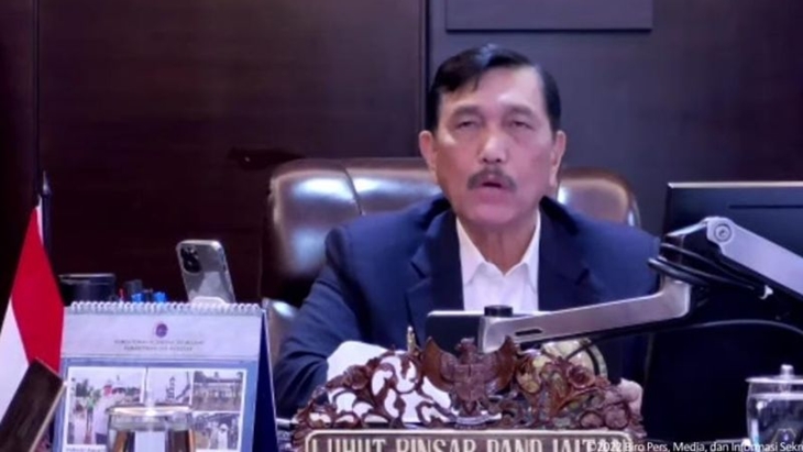 Tangkapan layar Menko Kemaritiman dan Investasi Luhut Binsar Pandjaitan. (ANTARA/Youtube Sekretariat Presiden)
