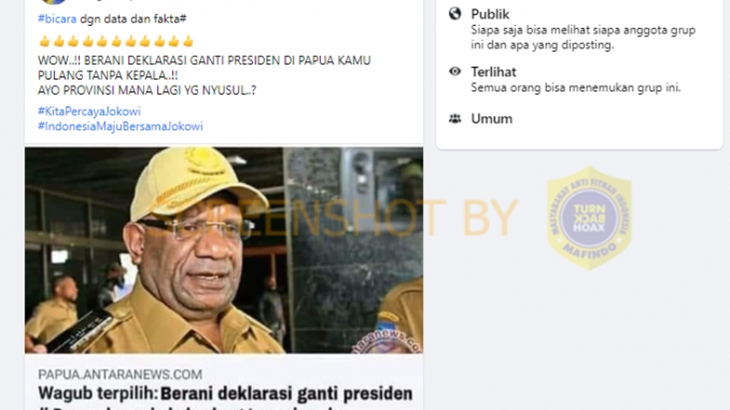 [HOAKS atau FAKTA]: Di Papua, Deklarasi Ganti Presiden Bakal Pulang Tanpa Kepala