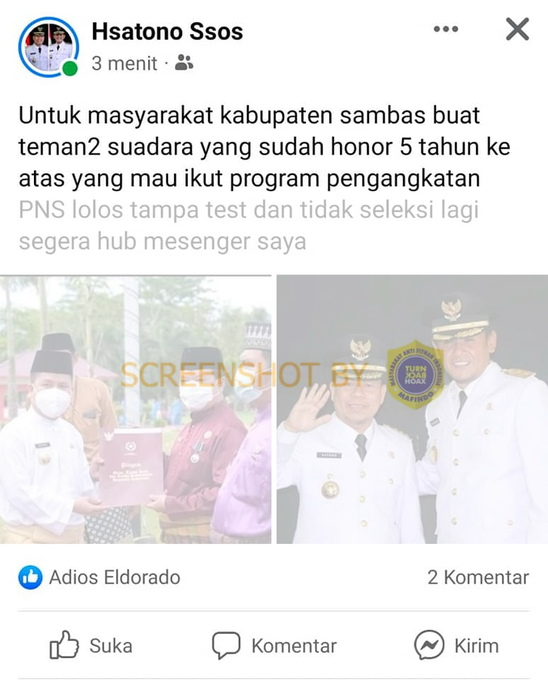 Tangkapan layar hoaks. 