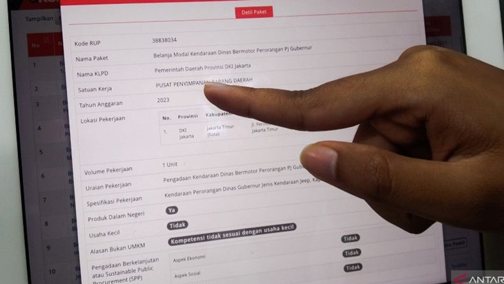 Penyediaan Kendaraan Dinas Jeep Senilai Rp 2,3 Miliar untuk Pj DKI 1 Sesuai Aturan
