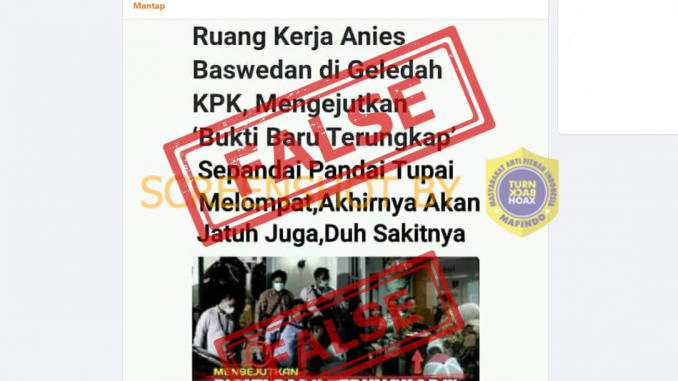 Tangkapan layar ruang kerja Anies di geledah. (Foto: Mafindo)