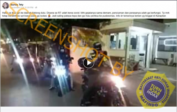 [HOAKS atau FAKTA]: Warga Dilarang Lewat Jalan Melong Bandung akibat Satu RT Positif Corona
