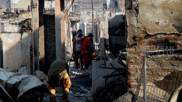 Sisa-sisa Kebakaran Pemukiman Padat Penduduk di Kampung Bali Manggarai