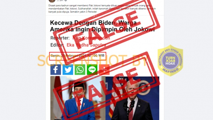 [HOAKS atau FAKTA]: Tak Puas Kepemimpinan Joe Biden, Warga Amerika Ingin Dipimpin Jokowi