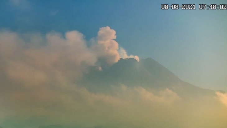 Awan panas guguran meluncur dari Gunung Merapi pada Minggu (8/8). (ANTARA/HO/twitter BPPTKG)