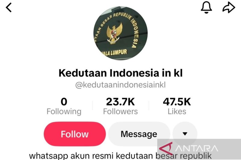 Akun TikTok Palsu Catut Nama KBRI Kuala Lumpur, WNI di Malaysia Jangan Mudah Tertipu