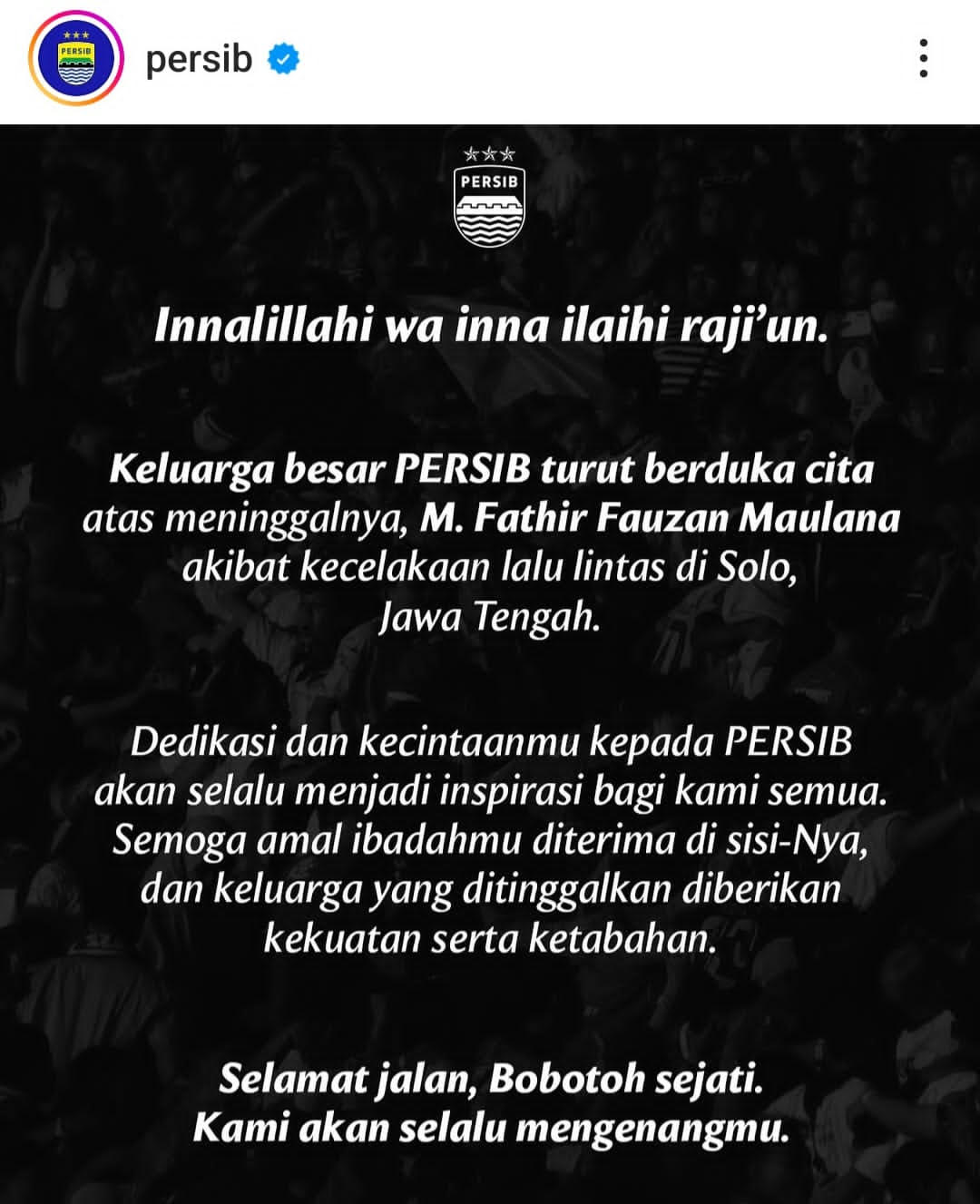 Kronologis Bobotoh Tewas Kecelakaan Lalu Lintas Saat Tandang ke Sleman