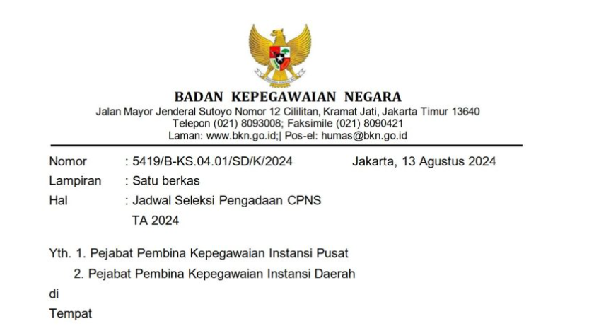 Jadwal Pendaftaran CPNS 2024