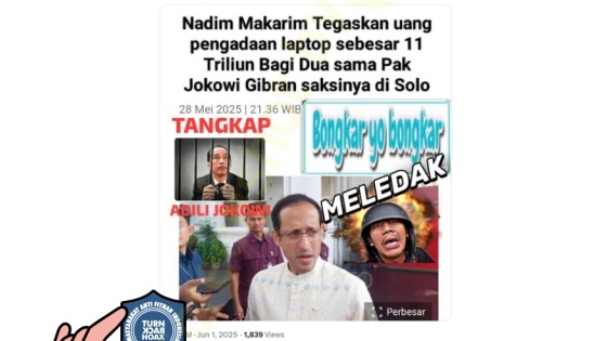 [HOAKS atau FAKTA]: Pengadaan Laptop Kemendikbudristek, Nadiem Kasih Uang untuk Jokowi