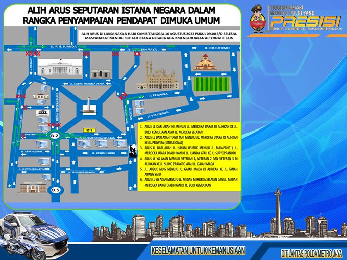 Ada Demo Buruh di Jakarta, Berikut 6 Titik Pengalihan Arus Lalin Hari Ini