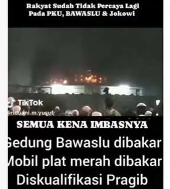 [HOAKS atau FAKTA]: Gedung Bawaslu Dibakar Oknum Akibat Hasil Pemilu 2024