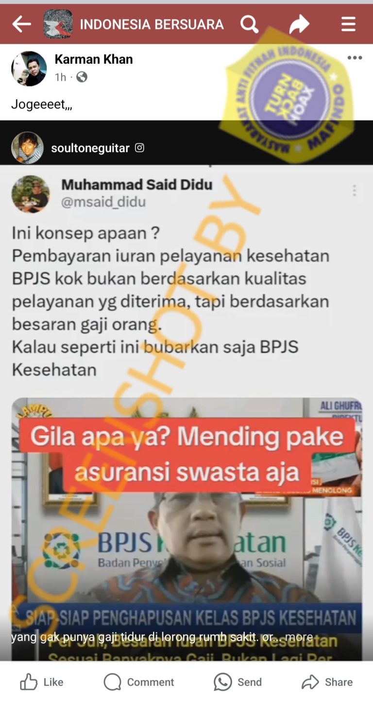 Unggahan mengenai pembayaran BPJS berdasarkan besaran gaji