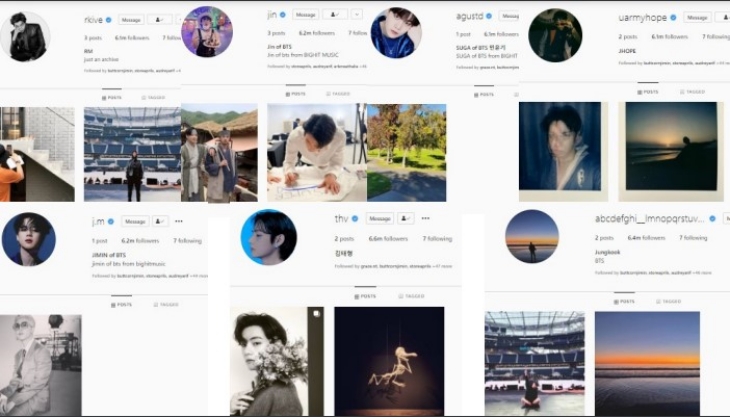 Sejumlah foto yang dibagikan member BTS di akun pribadinya. (Foto: Instagram)