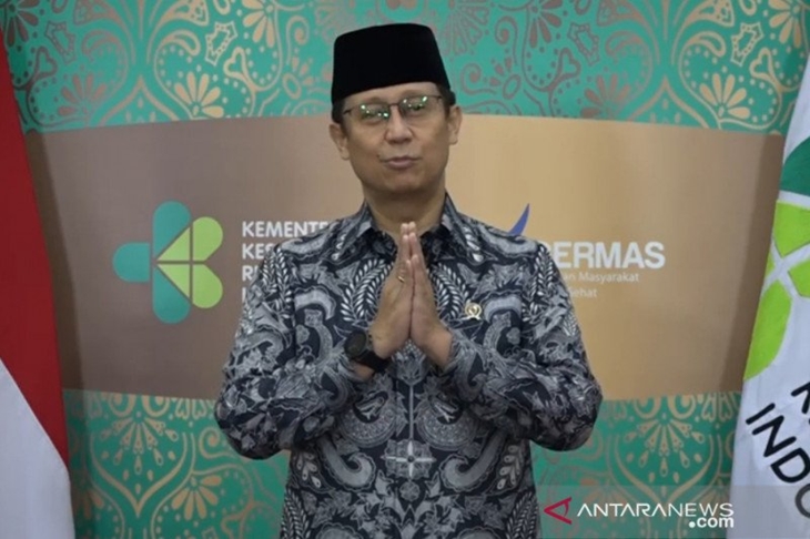 Menteri Kesehatan Budi Gunadi Sadikin saat menyampaikan pesan Idul Fitri 1442 hijriah yang disiarkan secara virtual, Kamis (13/5/2021). (ANTARA/Andi Firdaus).