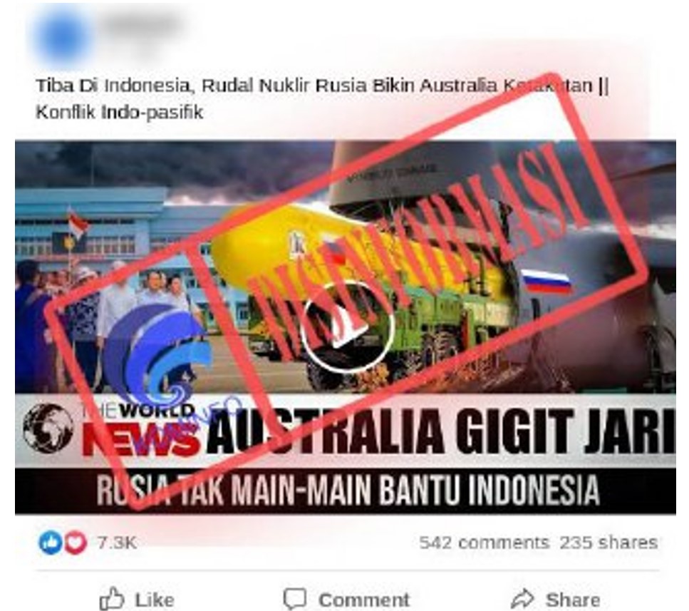 [HOAKS atau FAKTA]: Rudal Nuklir Rusia Tiba di Indonesia, Australia Ketakutan