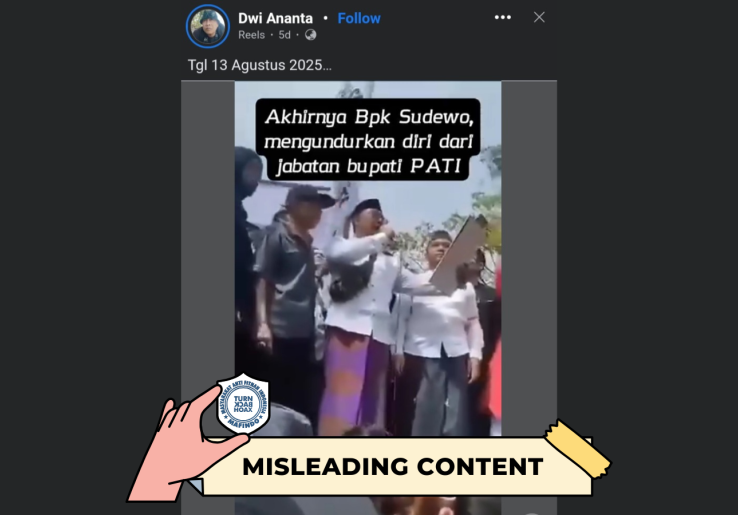 [HOAKS atau FAKTA] : Merasa Tak Becus jadi Pemimpin, Bupati Pati Sudewo Akhirnya Mundur dari Jabatannya