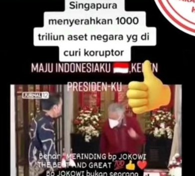 [HOAKS atau FAKTA]: Singapura Serahkan Aset Koruptor Rp 1.000 T ke Indonesia