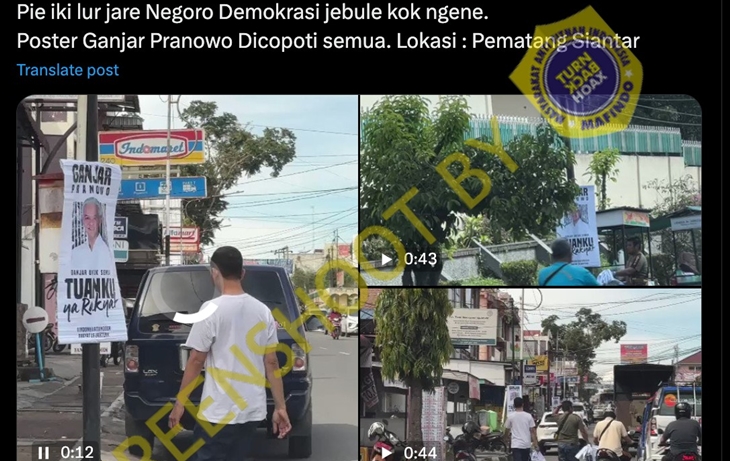 [HOAKS atau FAKTA]: Semua Baliho Ganjar Pranowo di Pematang Siantar Dicopot Aparat