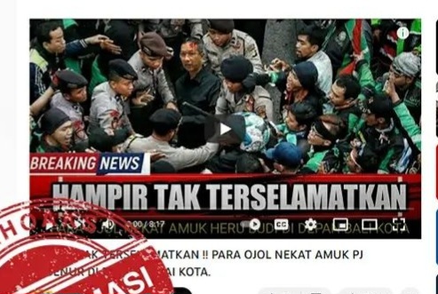 [HOAKS atau FAKTA]: Pj DKI 1 Diamuk Massa Ojol di Depan Balaikota