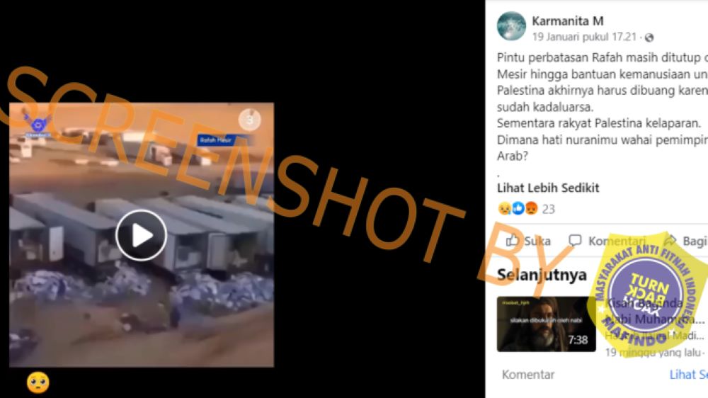 [HOAKS atau FAKTA]: Bantuan Palestina di Perbatasan Mesir Kedaluwarsa