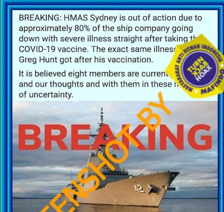 Tangkapan layar hoaks. (Foto: Mafindo)