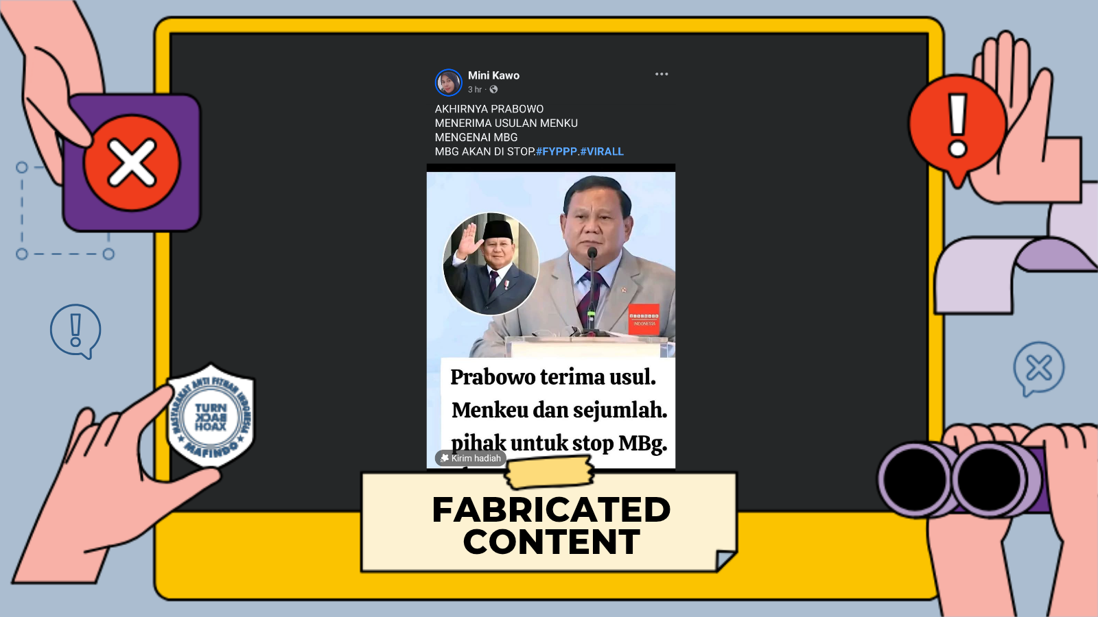 [HOAKS atau FAKTA]: Turuti Permintaan Menkeu Purbaya, Prabowo Akhirnya Hentikan Program Makan Bergizi Gratis