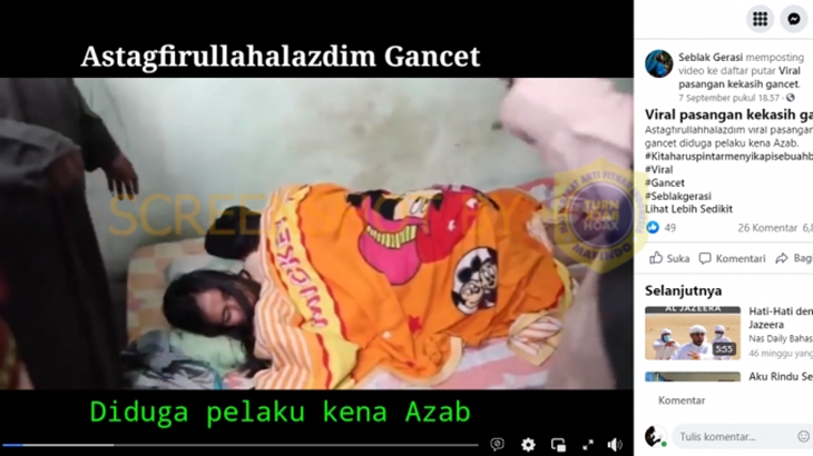 [HOAKS atau FAKTA]: Video Penggerebekan Pasangan Gancet akibat Terkena Azab