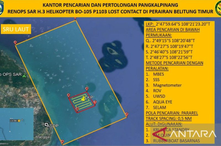 2 Jenazah Kru Helikopter yang Jatuh di Perairan Belitung Diterbangkan ke Pondok Cabe Pagi Ini
