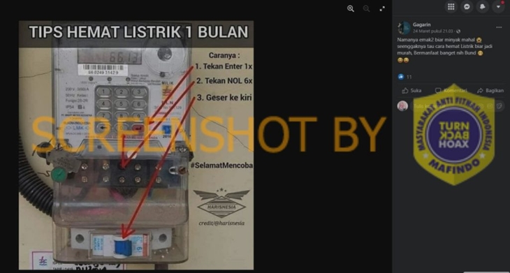 [HOAKS atau FAKTA]: Ada Kode Rahasia untuk Hemat Token Listrik