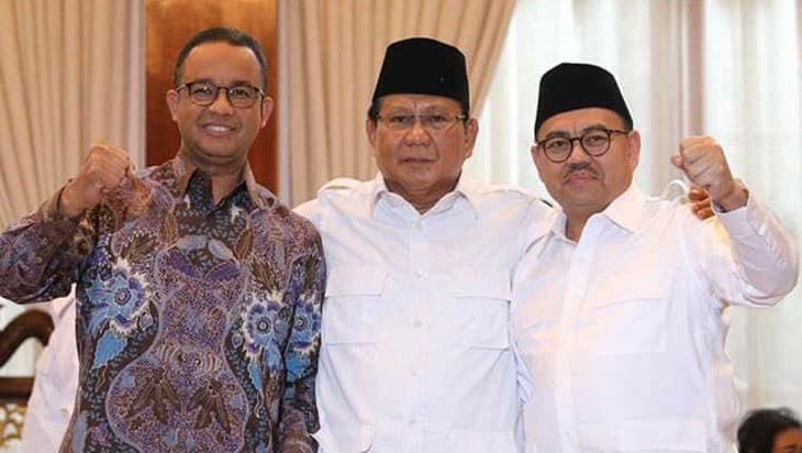 Calon Gerindra Sudirman Said bersama Prabowo dan Anies Baswedan