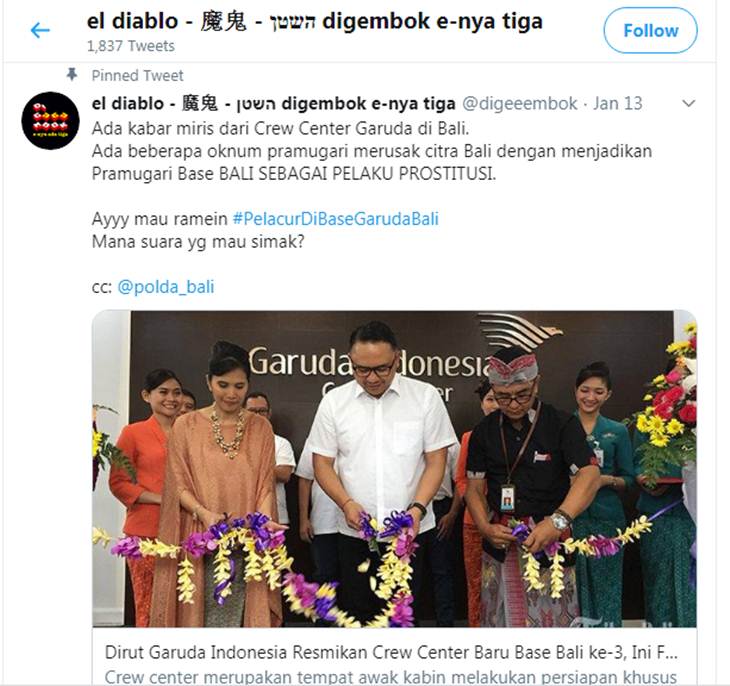Cuitan dalam akun Twitter @digeeembok. (Foto: Twiiter)
