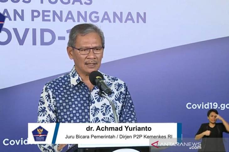 Juru Bicara Pemerintah untuk Penanganan COVID-19 Achmad Yurianto dalam tangkapan layar akun Youtube BNPB Indonesia saat menayangkan jumpa pers Gugus Tugas Percepatan Penanganan COVID-19 di Graha BNPB, Jakarta, Jumat (29/5/2020). (ANTARA/Dewanto Samodro)