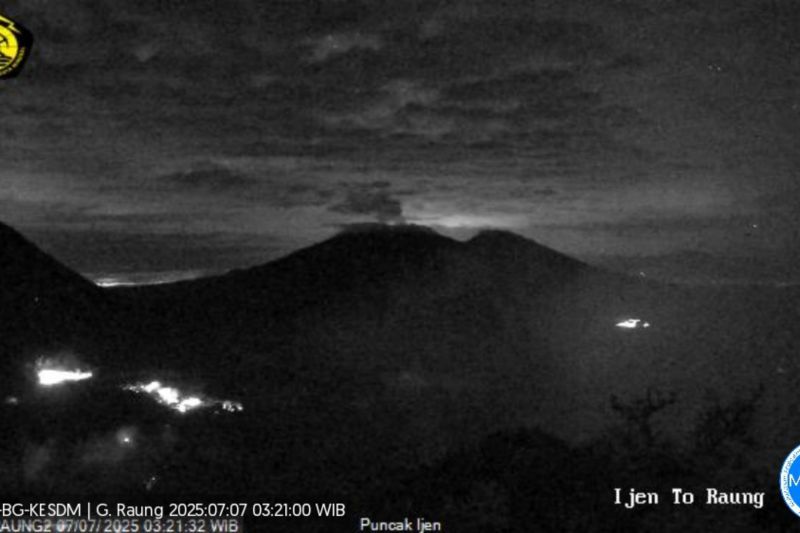 Gunung Raung 2 Kali Erupsi Senin Dini Hari, Tinggi Letusan sampai 1 Km
