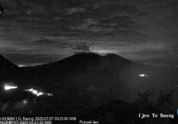 Gunung Raung 2 Kali Erupsi Senin Dini Hari, Tinggi Letusan sampai 1 Km