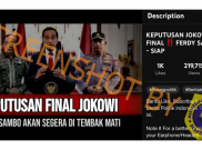 [HOAKS atau FAKTA]: Keputusan Final Jokowi, Ferdy Sambo Dieksekusi