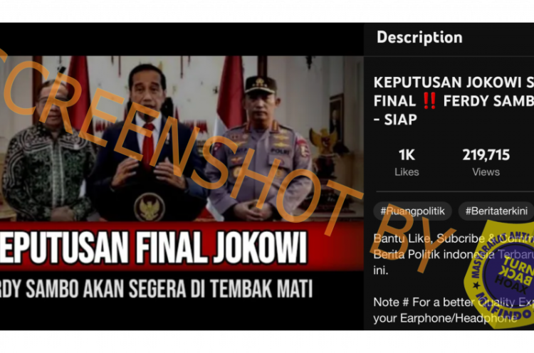 [HOAKS atau FAKTA]: Keputusan Final Jokowi, Ferdy Sambo Dieksekusi