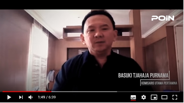 Tangkapan layar Ahok dalam sebuah wawancara di Youtube POIN. (Foto: MP/Youtube)